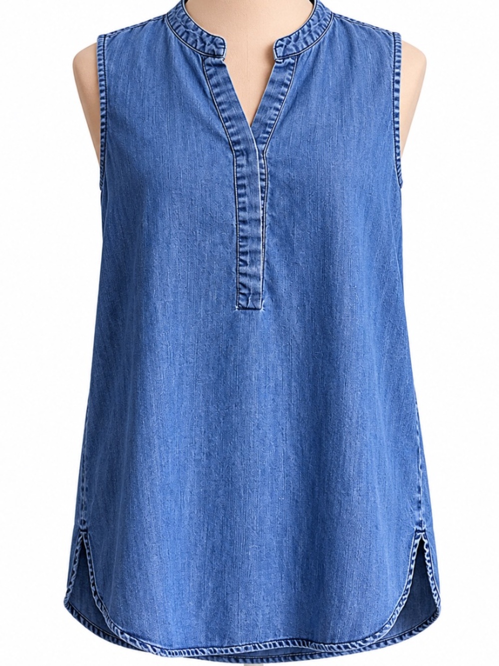 VELVET HEART Sleeveless Tencel Chambray Blouse